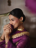 Purple Pure Banarasi Tissue Saree | Handwork, Intricate Border & Lace
