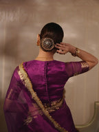 Purple Pure Banarasi Tissue Saree | Handwork, Intricate Border & Lace