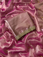Baby Pink Banarasi Tissue Saree with Ghungroo