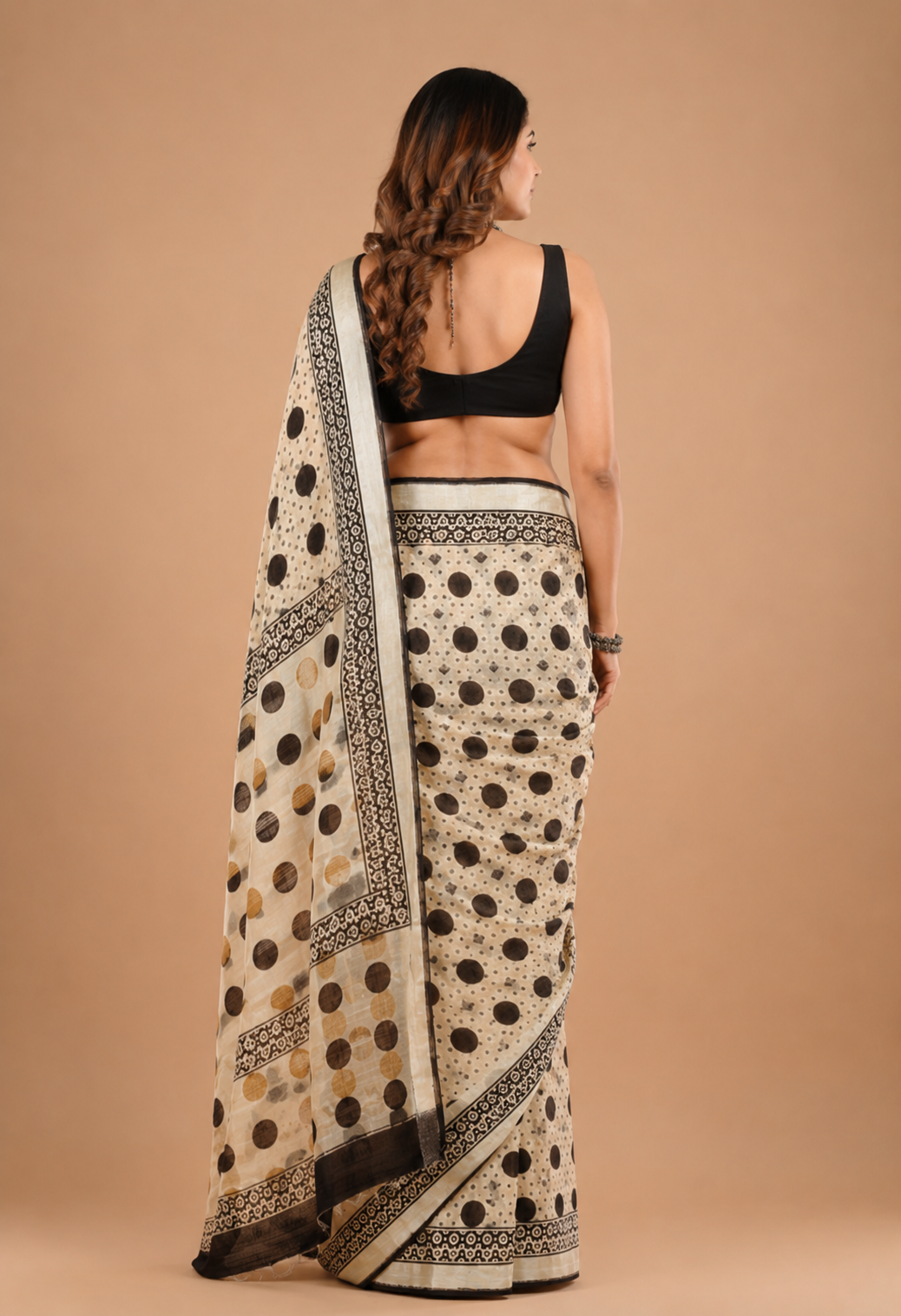 Handblock Linen Saree - Effortless Drape for All-Day Comfort