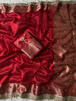 Red Banarasi Tissue Saree with Ghungroo