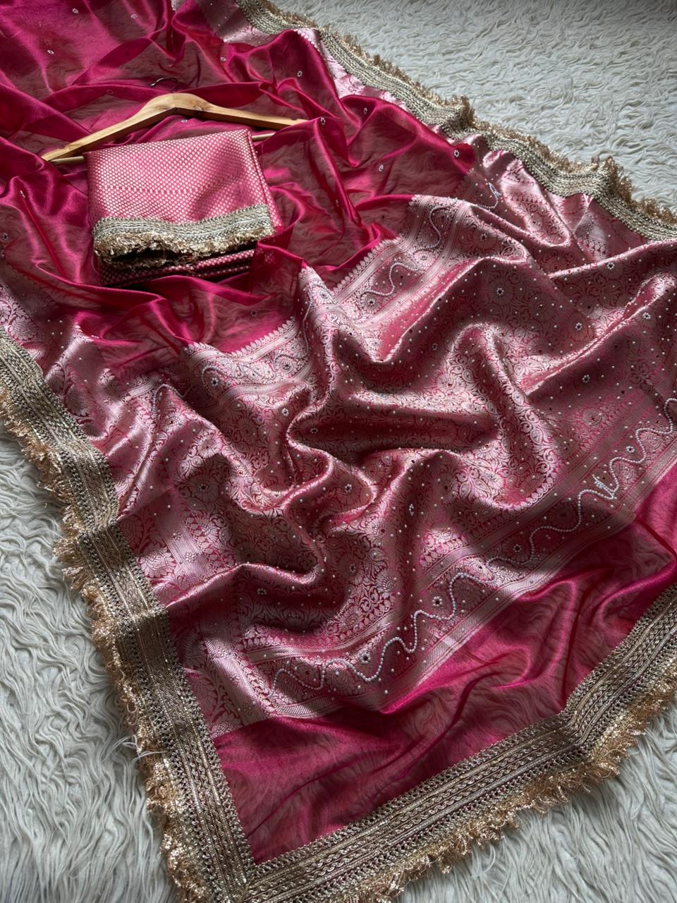 Banarasi Soft Tissue Pink Saree
