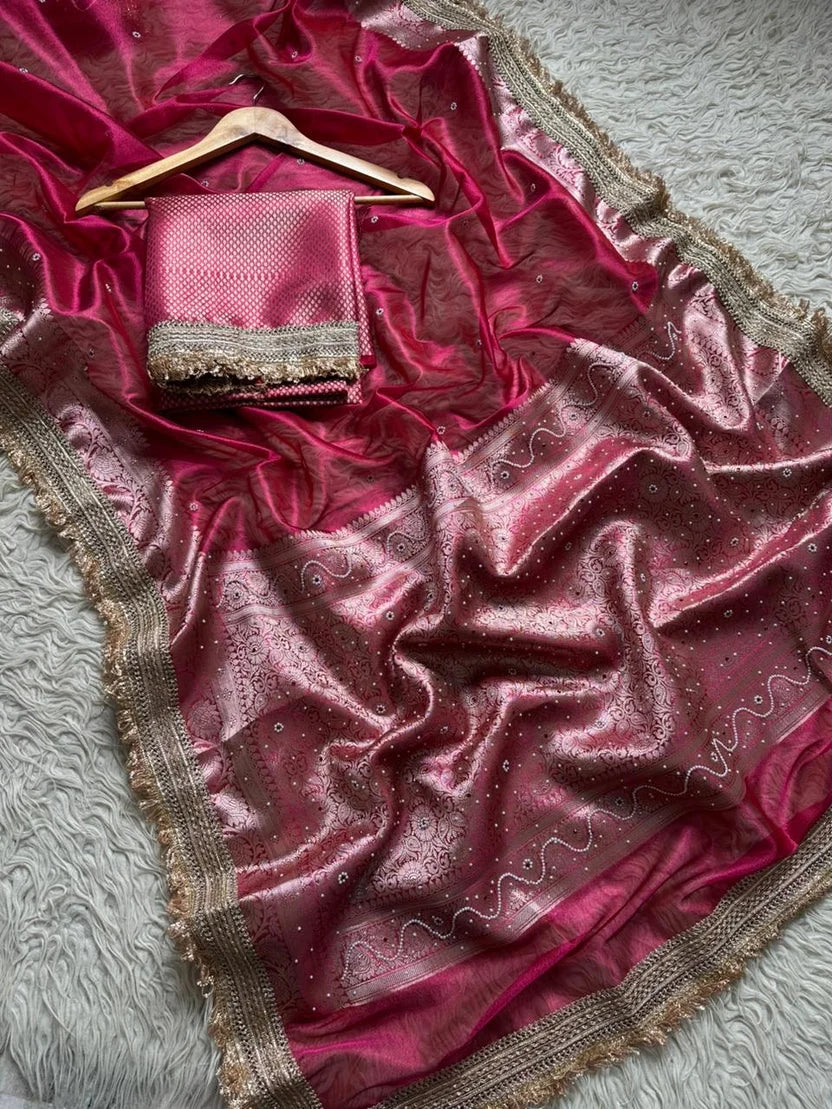 Banarasi Soft Tissue Pink Saree