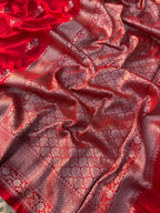 Red Banarsi Mashru Silk Saree